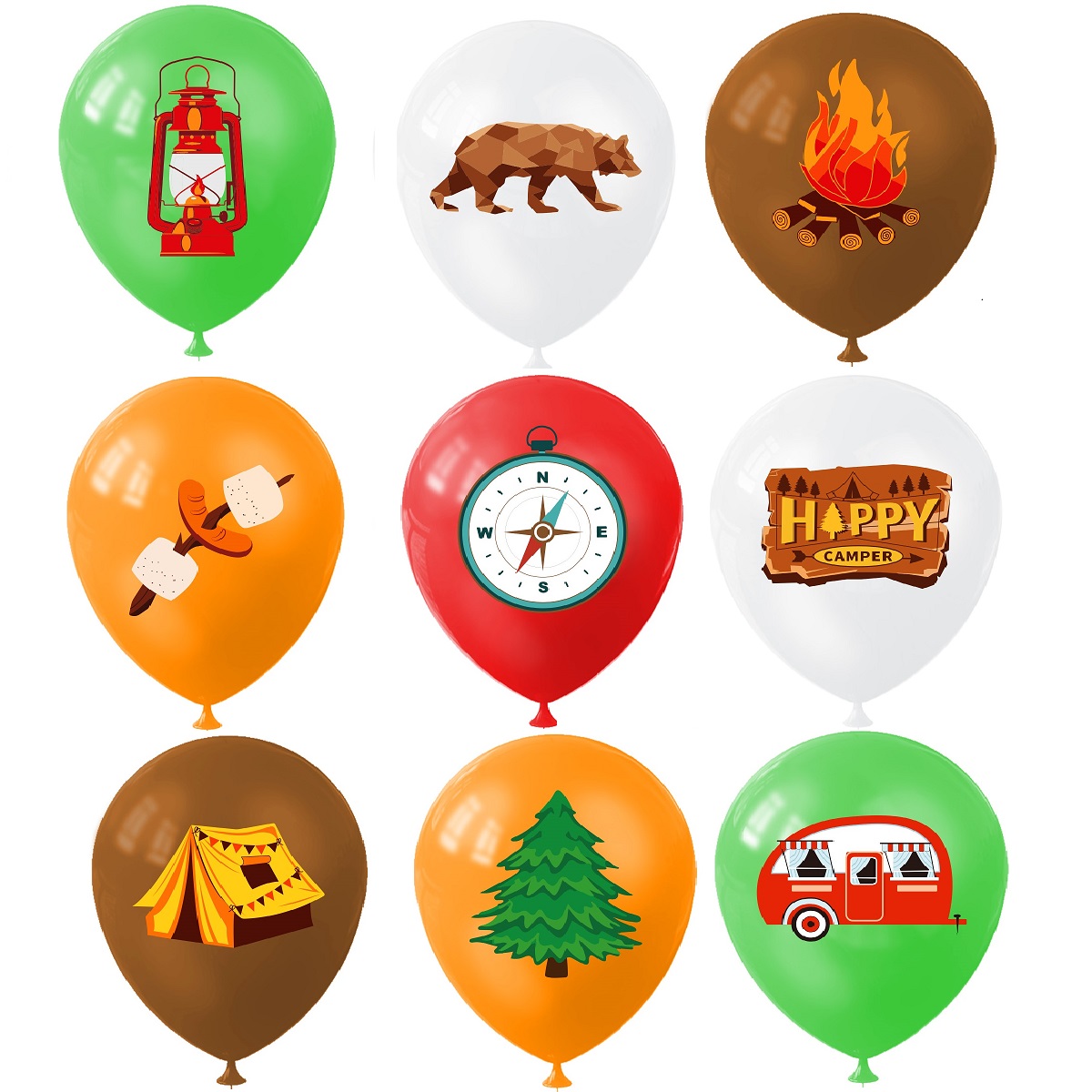 9pcs Happy Camping Balloon, Ou - Outdoor Adventure Girl review and price